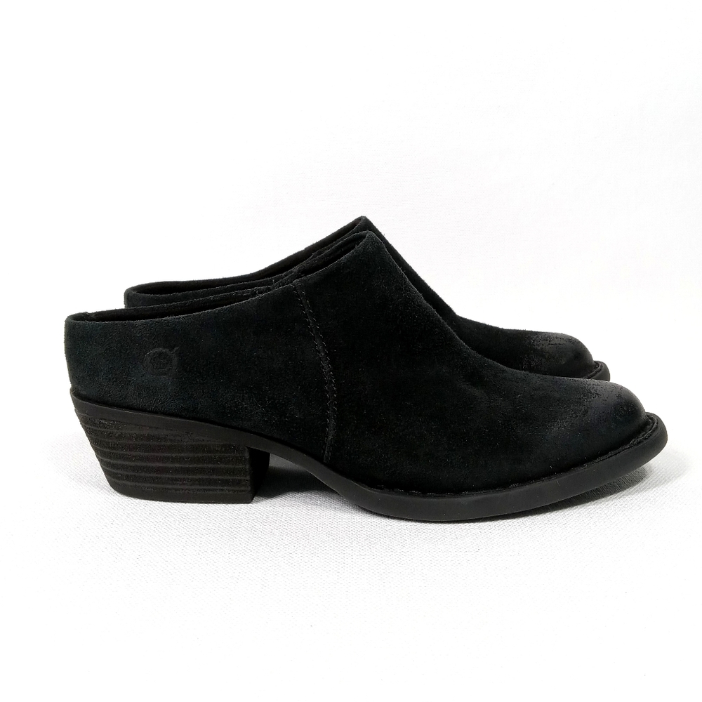 BORN Womens Shaya Black Distressed Leather Slip On Clog Size 6M
